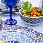 Navy Squiggly Melamine Dinner Plates, Set of 4