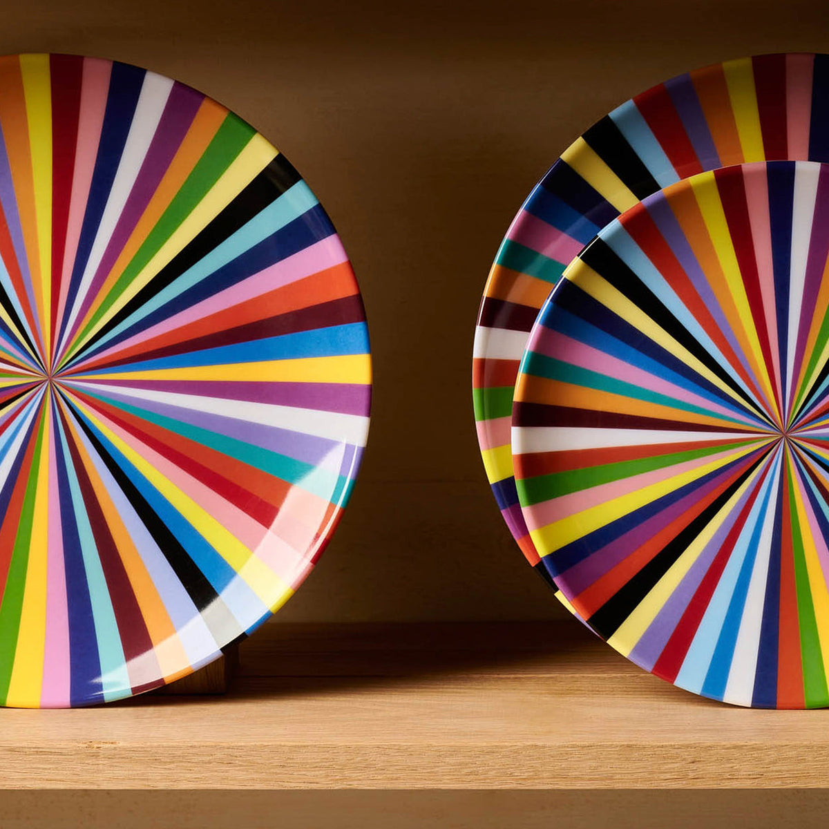 Multicolor Starburst Melamine Dinner Plates, Set of 4