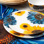 Blue Sunflower Melamine Salad Plates, Set of 4