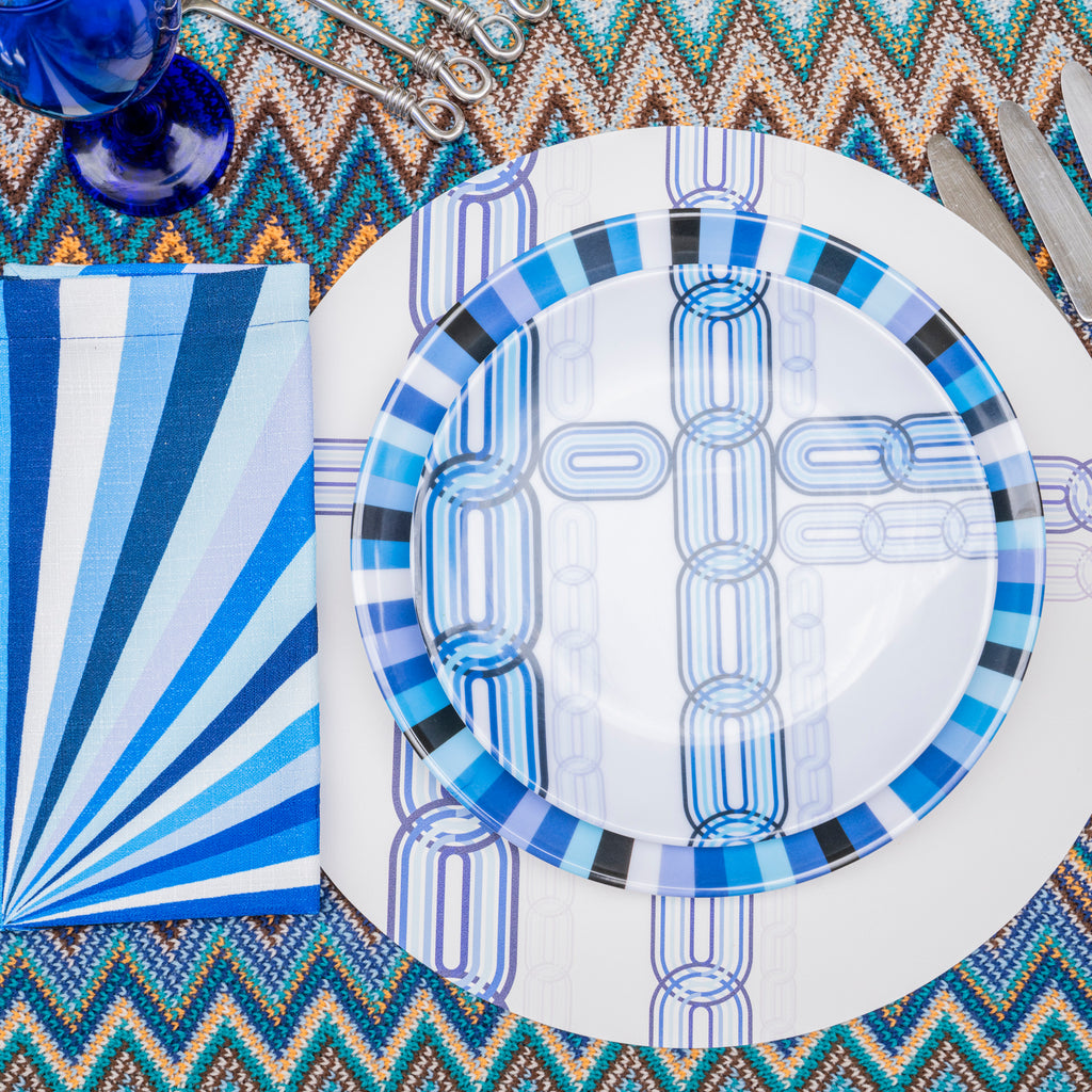 Blue Link Starburst Melamine Salad Plates, Set of 4