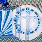 Blue Link Starburst Melamine Salad Plates, Set of 4