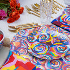 Multicolor Roses Melamine Salad Plates, Set of 4
