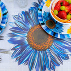 Blue Sunflower Vinyl Placemats, Set of 4