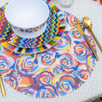 Multicolor Roses Vinyl Placemats, Set of 4