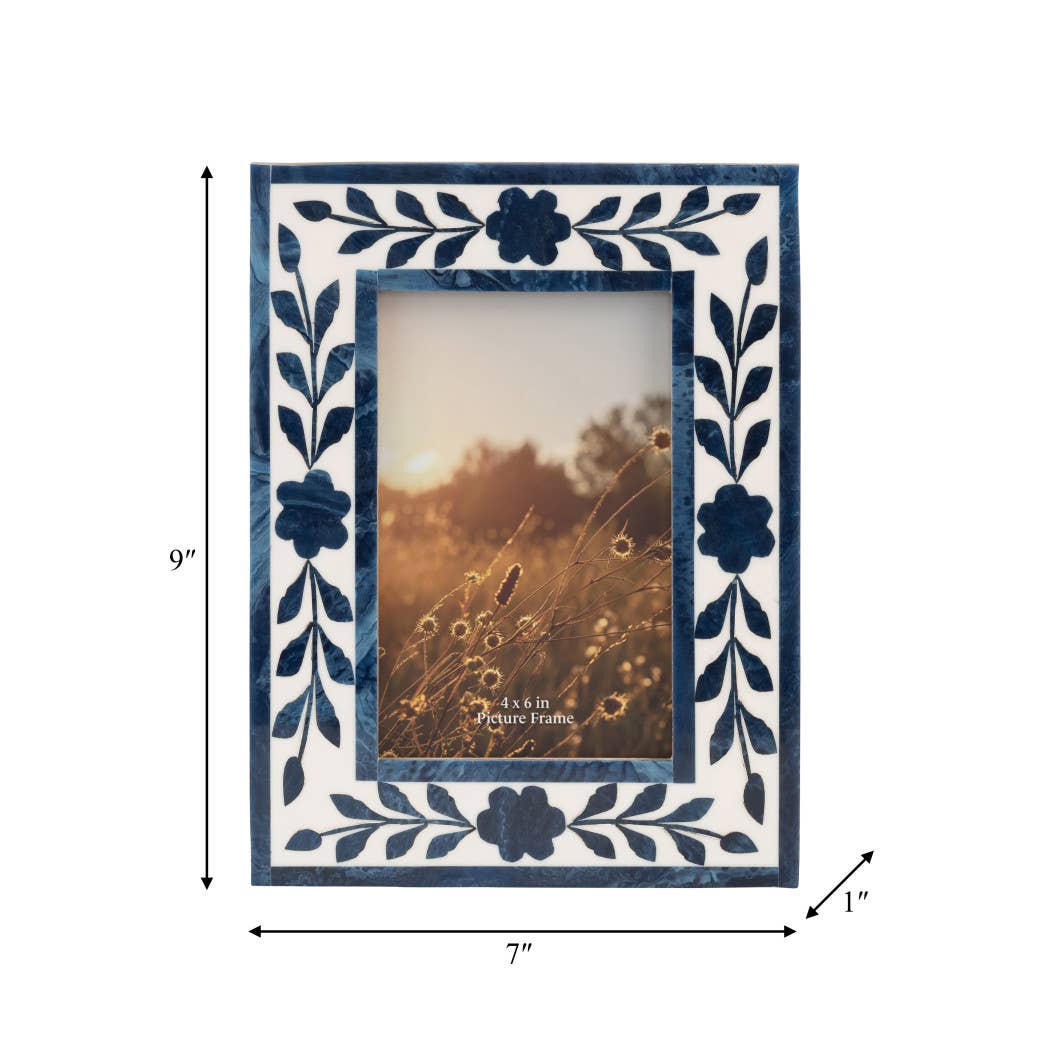 Blue Floral Petal Picture Frame, 4x6
