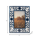 Photo Frame - Blue Resin/Wood Floral Petals, 4x6 in.