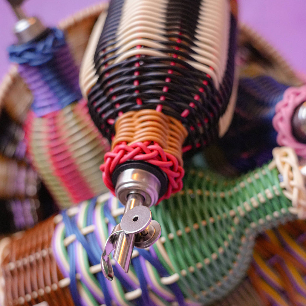Pink and Navy Woven Oil Pourer
