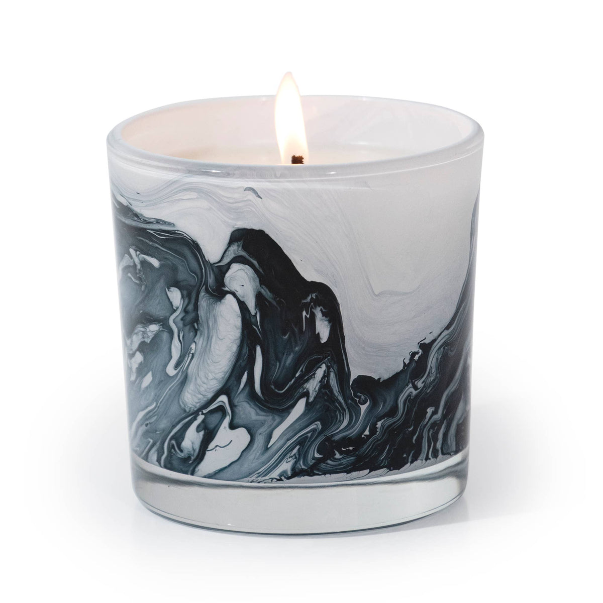 White Sage and Lily Swirl Glass Candle, 14 oz