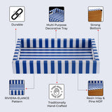 Decorative Trays Riviera Elance Pattern Wood & Resin Inlay Collection in 12x8: Blue / 12x8