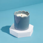 Contemporary Kiln Scalloped Candle, Sky Blue
