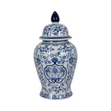 Decorative Jar - White/Blue Ceramic Chinoiserie Charm, 18 in