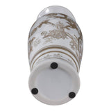 Decorative Vase - Brown/White Ceramic Bird and Vines, 12 in.