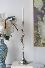 D6.5x25" Silver Drift Taper Candle Holder