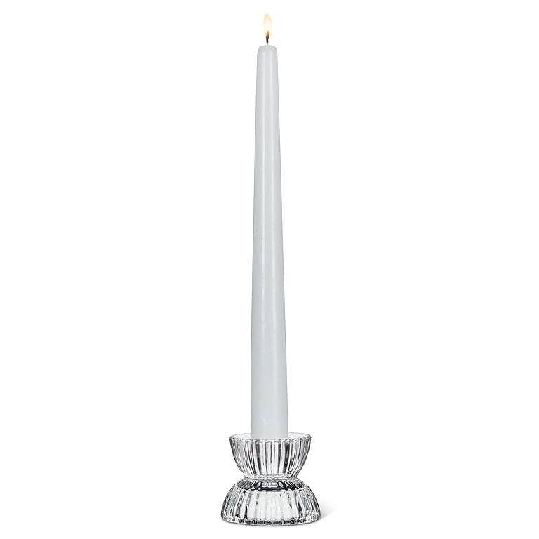 Clear Ridged Glass Candle Holder, Small