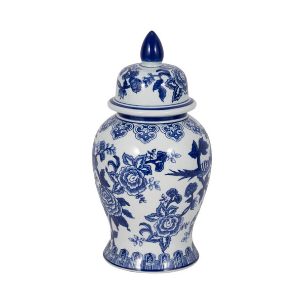 Blue Bird and Flower Lidded Jar