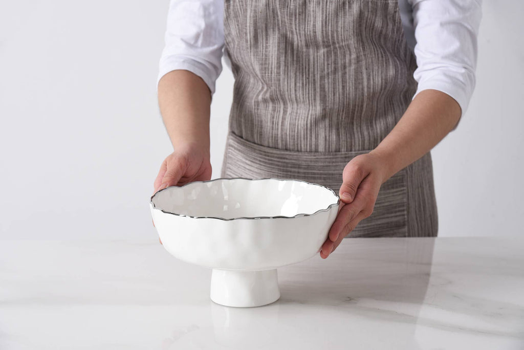 Portofino Plata White Medium Footed Bowl