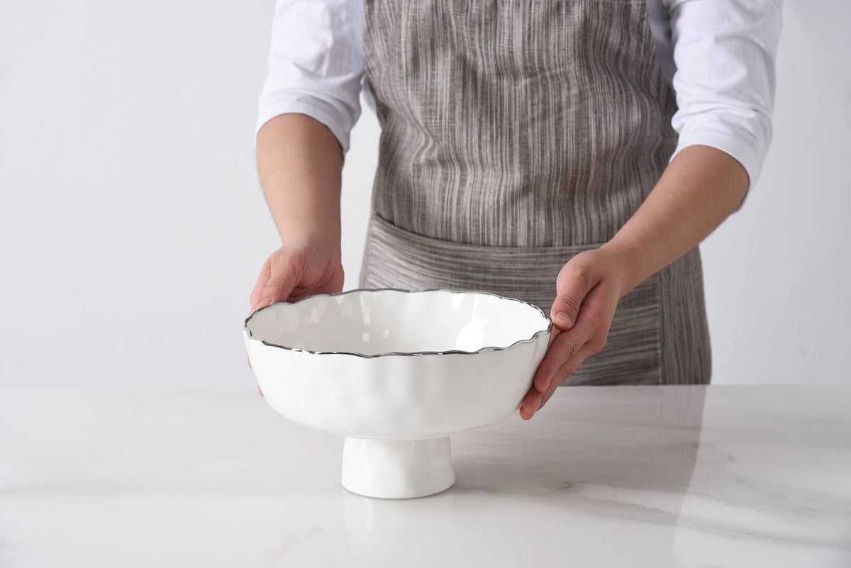 Portofino Plata White Medium Footed Bowl