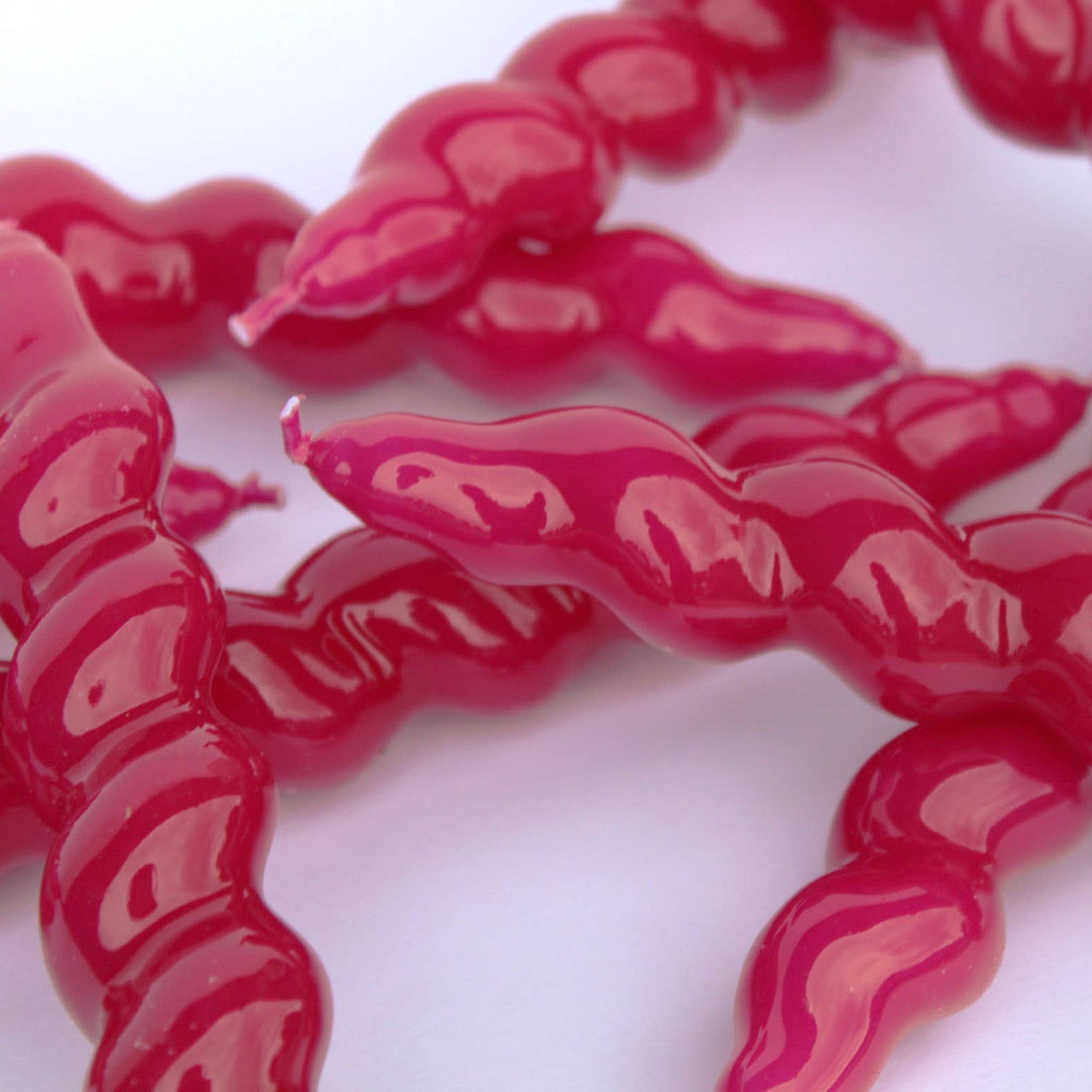 Magenta Spiral Taper Candles, Set of 3