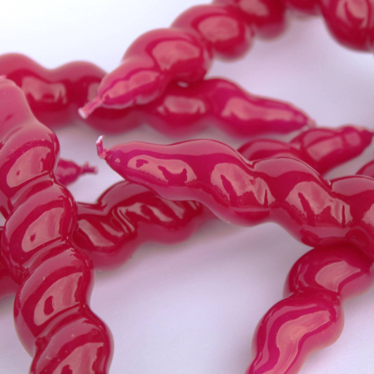 Magenta Spiral Taper Candles, Set of 3