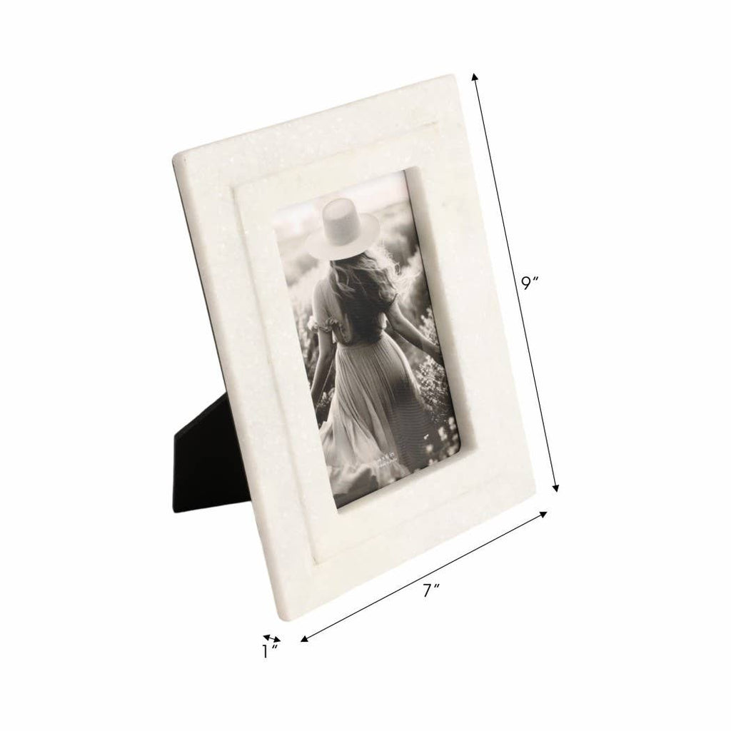 White Marble Beveled Picture Frame, 4x6