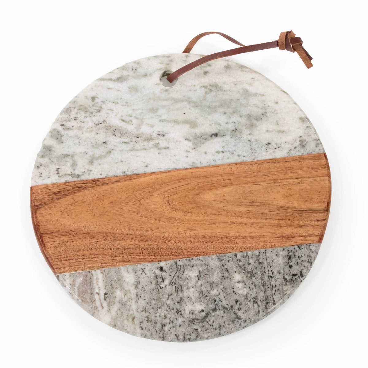 Gray Round Marble and Acacia Wood Charcuterie Board