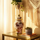 Decorative Jar- White/Black Ceramic Tall Butterflies, 8 in.