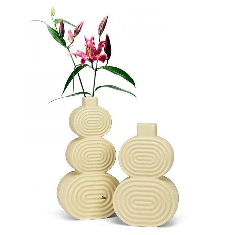 Ridged Triple Oval Ceramic Vase