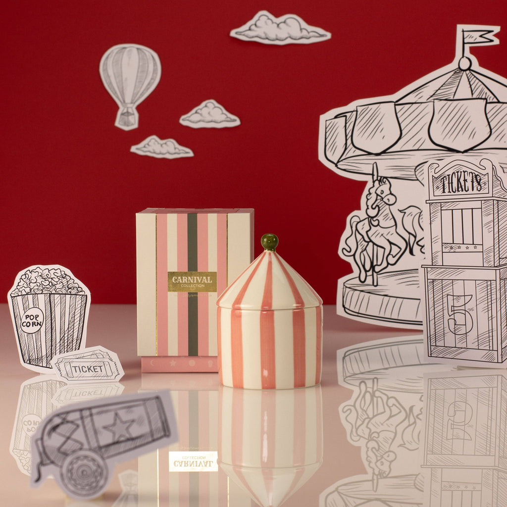 Carnival Striped Candle, Illusionist Pink - Fig