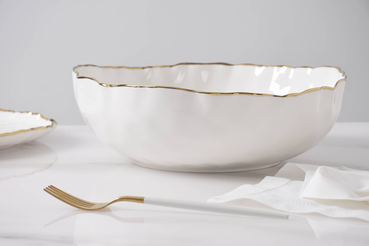 Portofino White and Gold Large Bowl