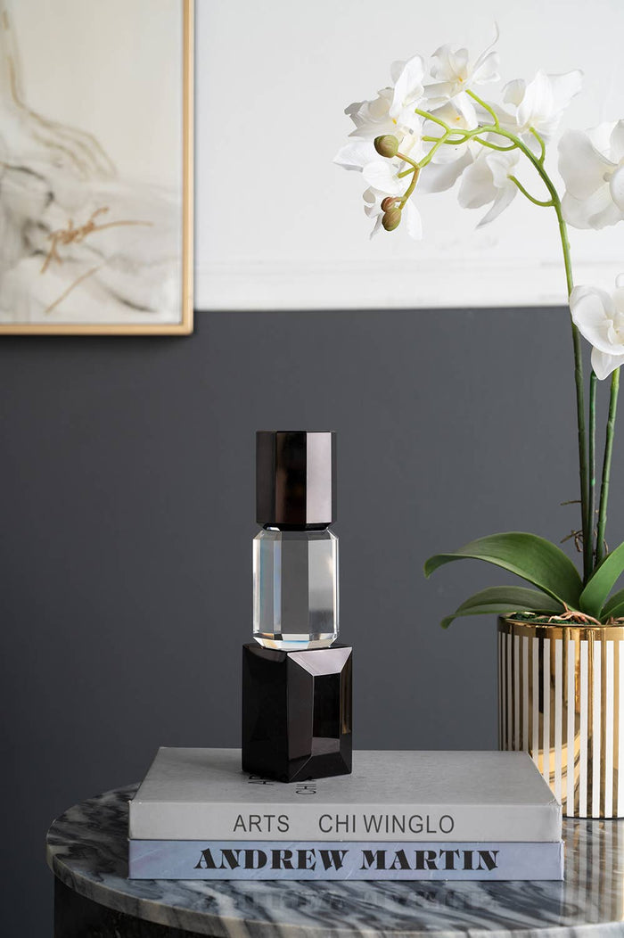 Black and Clear Geometric Taper Candle Holder