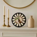 Black and Ivory Flower Round Picture Frame