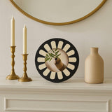 Photo Frame - Black/Ivory Resin Round Flower Design, 4x4 in.