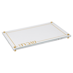 Embroidered Leatherette Challah Board, White and Silver