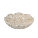 D10x3" Cream Marble Bowl Scalloped Design w/ Gold Detailing