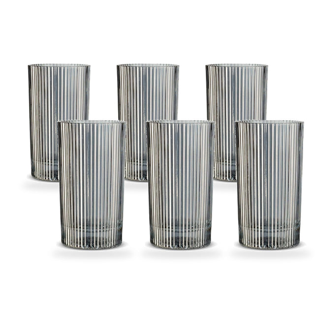 Gray Optic Highball Glasses, Set of 6
