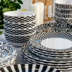 Black & White Chevron Melamine Starter Set, 12-Piece (Service for 4)