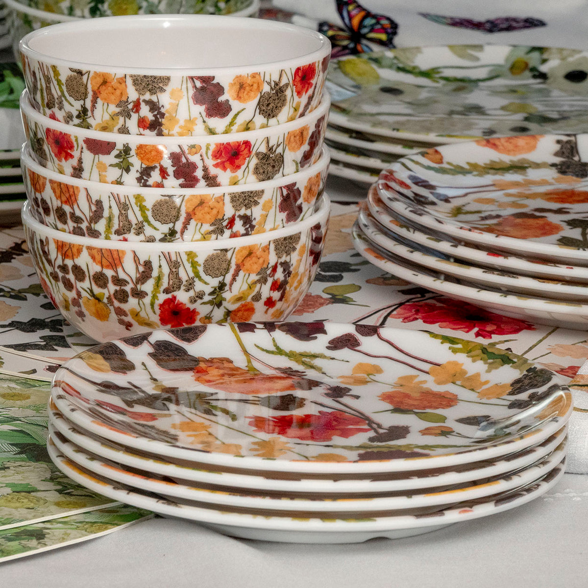 Auburn Bouquet Melamine Starter Set, 12-Piece (Service for 4)