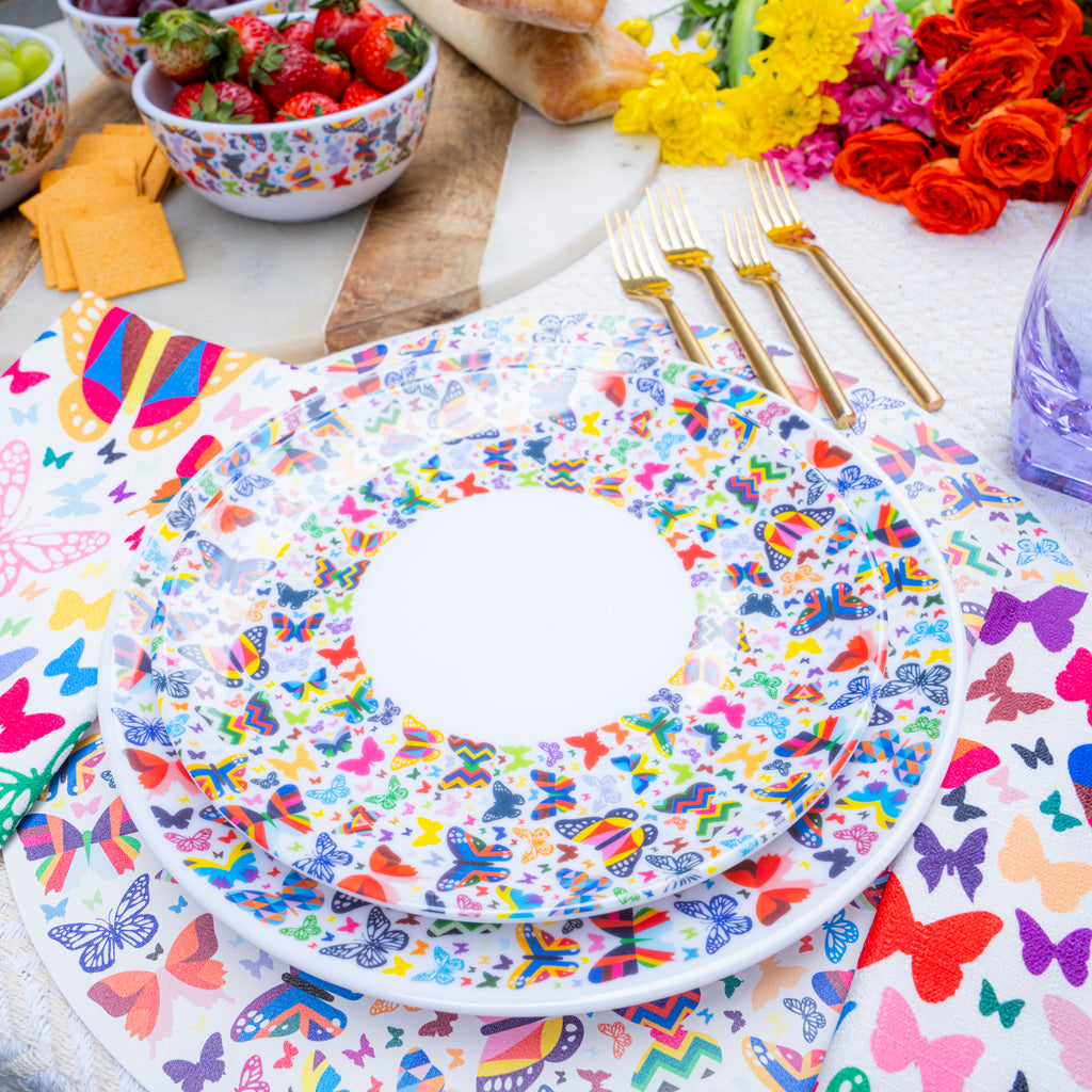 Multicolor Butterflies Melamine Starter Set, 12-Piece (Service for 4)