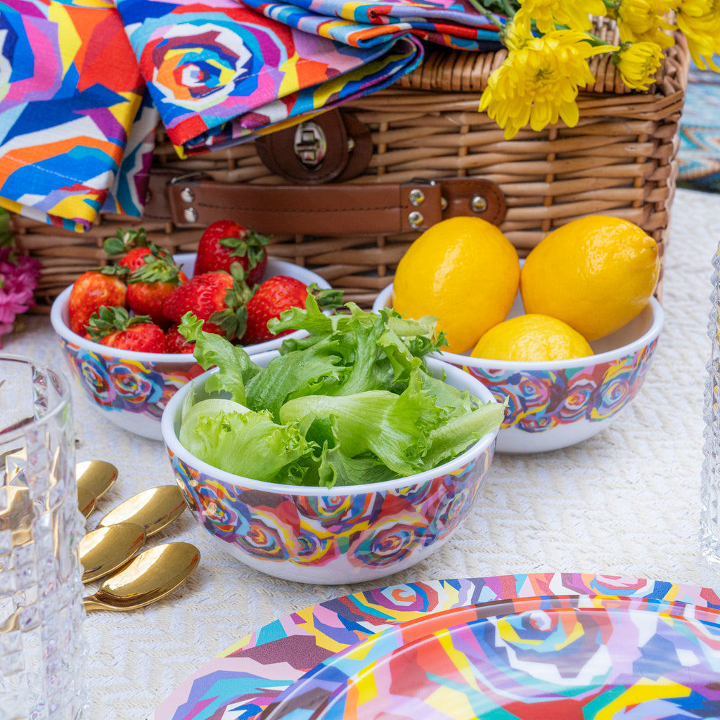 Multicolor Roses Melamine Starter Set, 12-Piece (Service for 4)