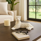 White and Gold Leopard Figurine, Lying