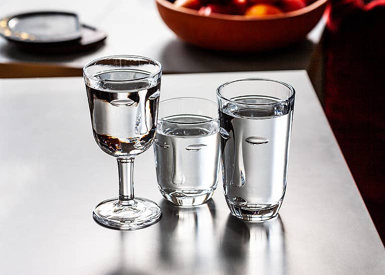 Resting Face Glass Goblets, Set of 2