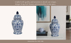 White and Blue Chinoiserie Lidded Jar, Medium