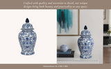 Decorative Jar - White/Blue Ceramic Chinoiserie Charm, 18 in