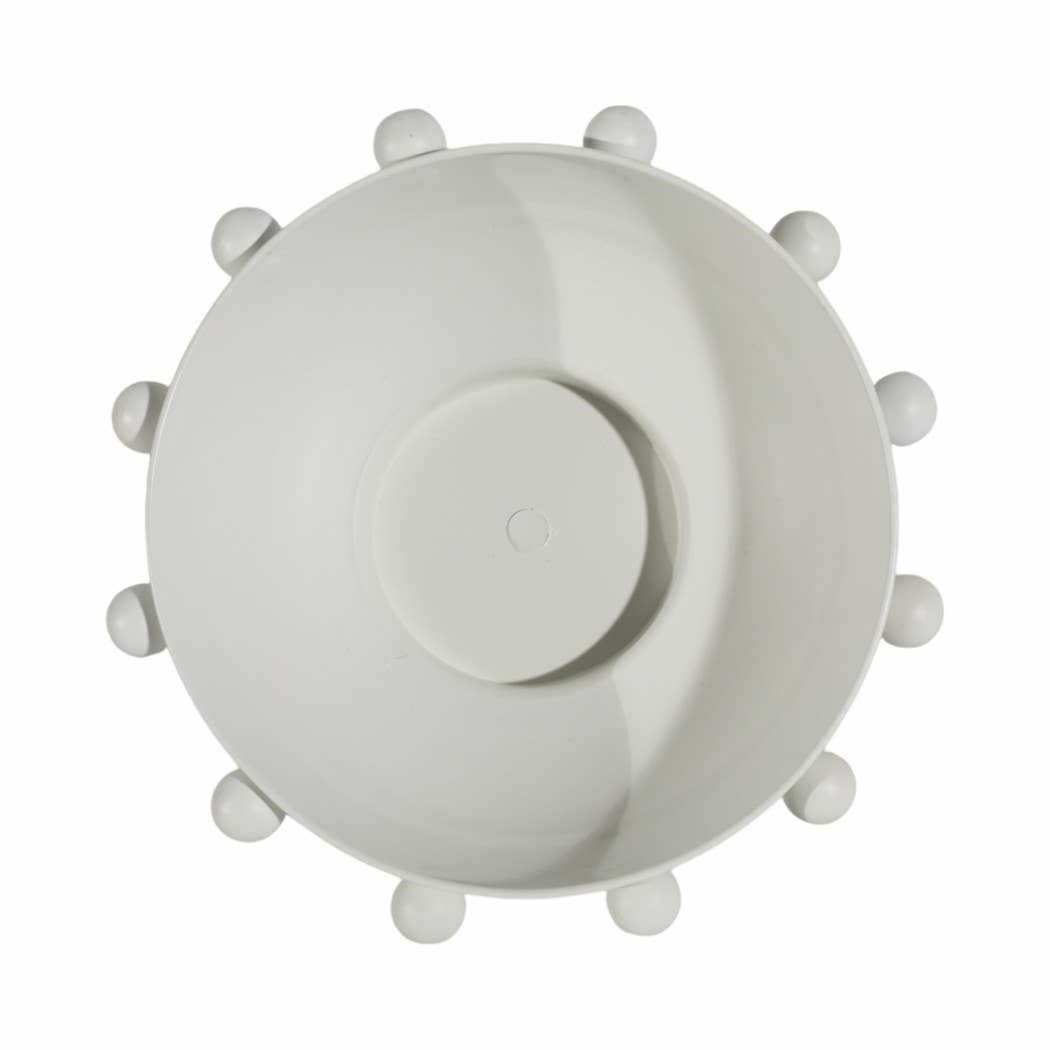 Decorative Bowl - White Iron/Fir Wood Hobnail