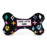 Black Monogram Chewy Vuiton Bone Squeaker Dog Toy: Large