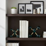 Bookends Set of 2 - Green Crystal/Metal Jack, 7 in.
