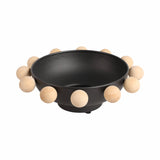 Decorative Bowl - Black Wood/Metal Round Large Knobs, 13 in.