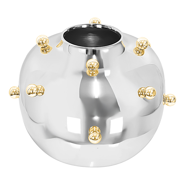 Stainless Steel Vase with Gold Balls, Small