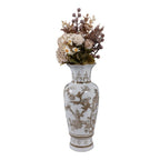 Brown and White Bird and Vine Vase