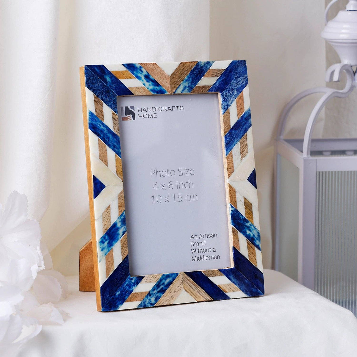 Blue Chevron Inlay Frame, 5x7